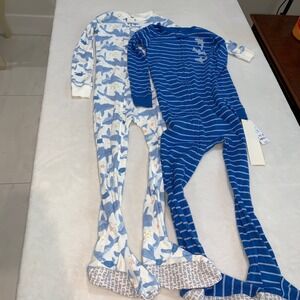 Carters two blue one piece all in one footed pajamas age 5 new with tags
